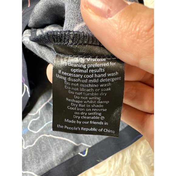 Elk the Label Dress Womens Large Scribble Print Shift Midi Blue Lagenlook - Picture 7 of 11